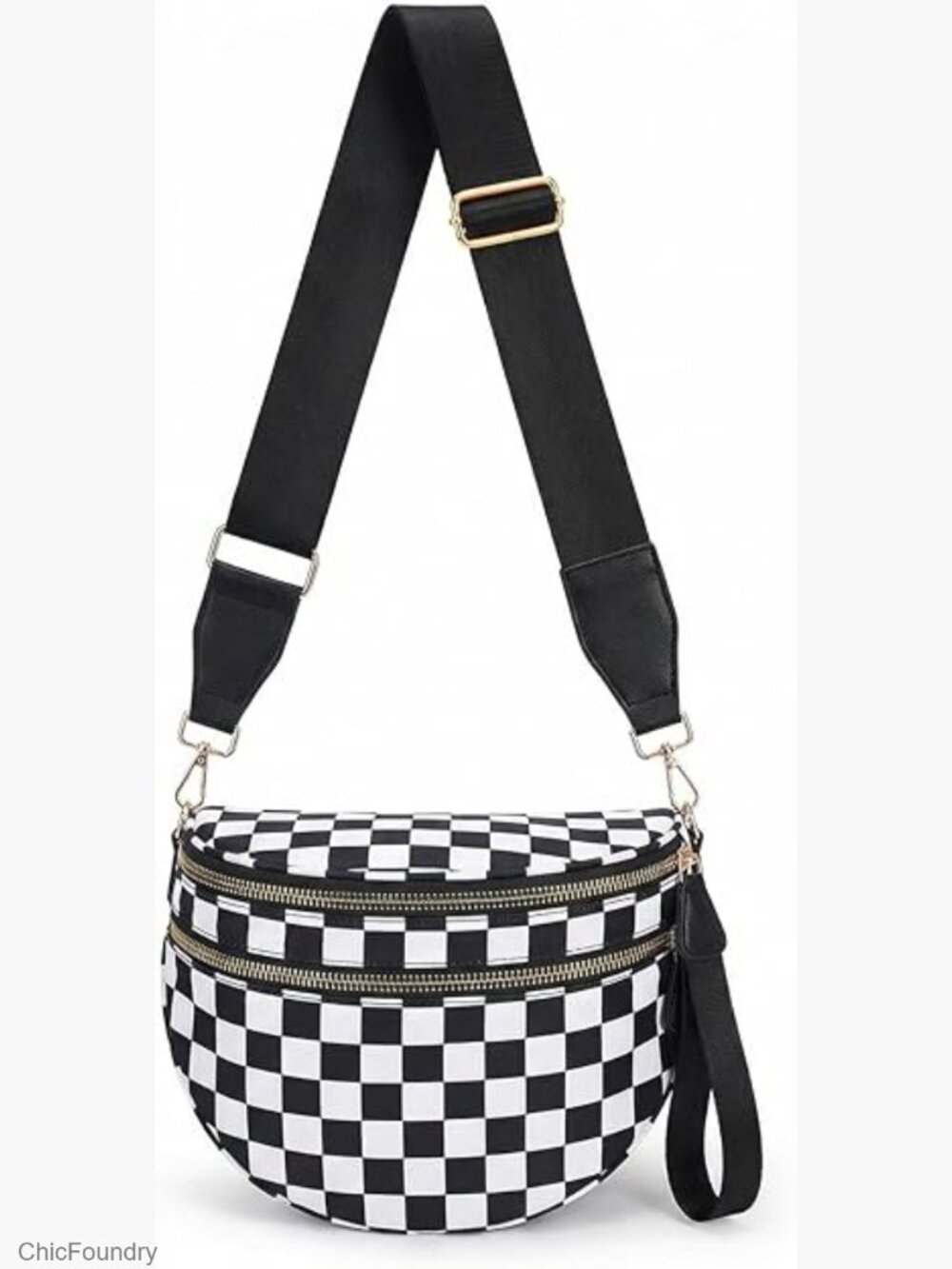 Checkered Nylon Crossbody Bag Spacious Sling Bag Plus Size - Picture 1 of 7